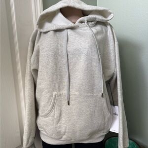 NEW ALO Yoga Light Gray Crewneck Hoodie